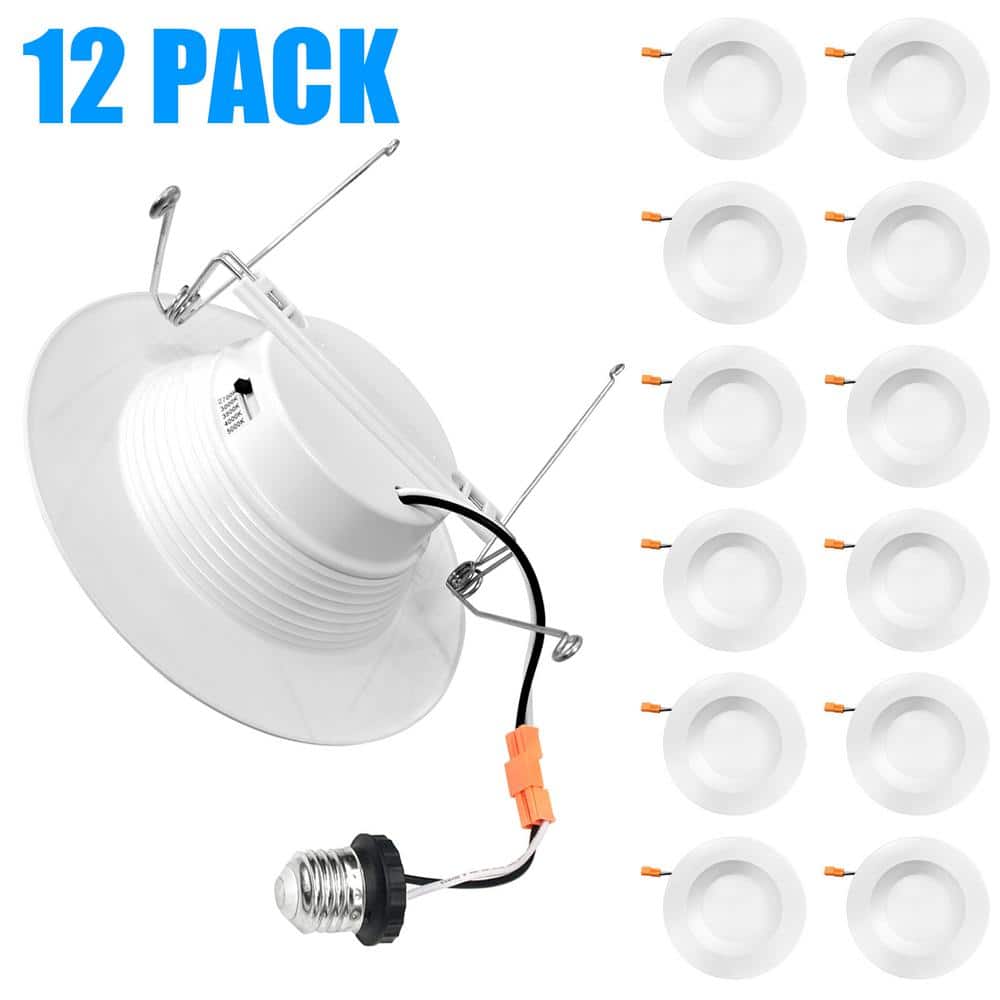 5/6 in. 5CCT Retrofit Recessed Light Dimmable LED Downlight Selectable 2700K-5000K with E26, TP24,1050 Lumens (12-Pack) price history on PriceWatchPro