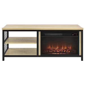 Northpoint 48 in. Golden Oak Particle Board TV Stand Fits TVs Up to 55 in. with Electric Fireplace