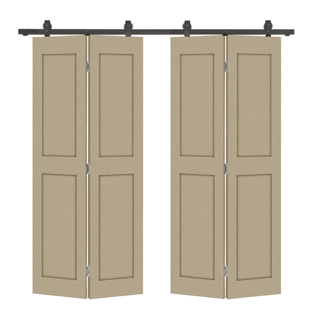40 in. x 80 in. 2 Panel Shaker Hollow Core Unfinished Composite Double Bi-fold Door with Barn Door Hardware Kit price history on PriceWatchPro