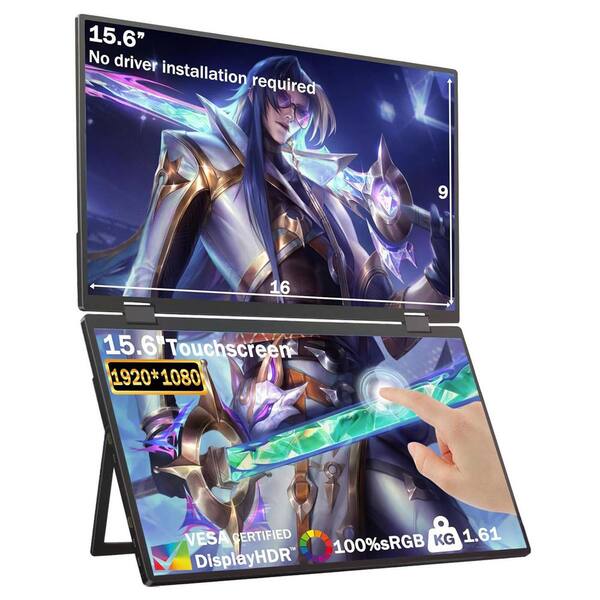 Dual Portable Monitor Touchscreen,15.6" 1080P FHD Laptop Screen Extender,Type-C HDMI for Laptop/PC/Mac/Phone