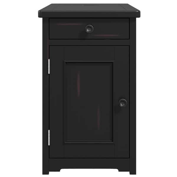 ANBAZAR Classic Vintage End Side Table, Retro Stylish 1-drawer Espresso Nightstand 22"H x 13.8"W x 16.9"D with USB Port