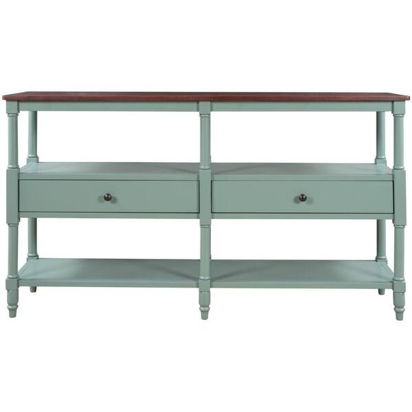 Kahomvis 57 In Antique Blue Distressed, Distressed Turquoise Console Table