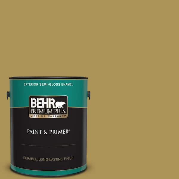 BEHR PREMIUM PLUS 1 gal. #M310-6 Bitter Lemon Semi-Gloss Enamel Exterior Paint & Primer