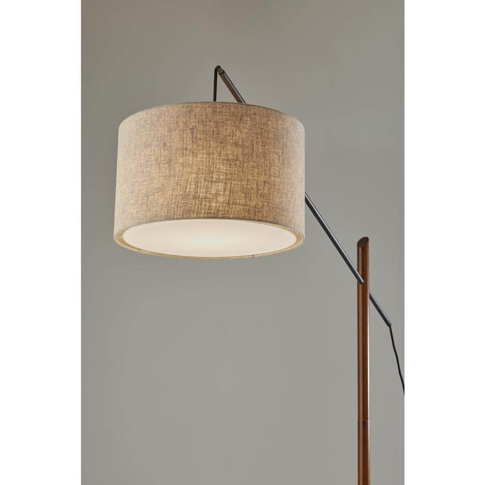 Mid-Century Modern Black Walnut Arc Adjustable Floor Lamp