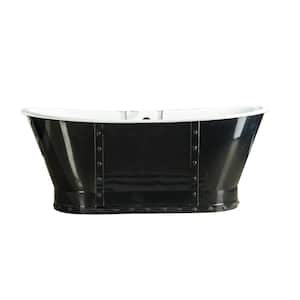 Fernando 67 in. Cast Iron Flatbottom Non-Whirlpool Bathtub with Matted Black Skirt and No Faucet Holes