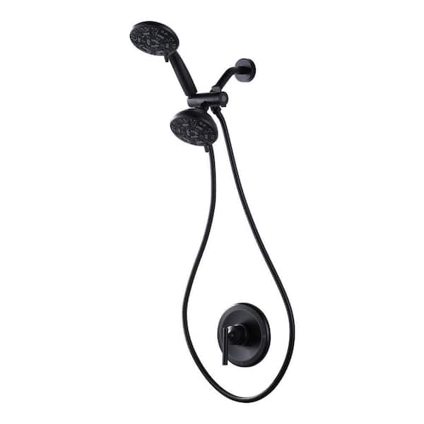 Single Handle 7-Spray Shower Faucet 1.8 GPM with High Pressure Dual Shower Adjustable Head Spa System in. Matte Black
