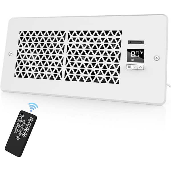 11.8" x 5.7" Register Booster Fan with Remote & Thermostat, 10-Speed Quiet Airflow Booster for Heating & Cooling