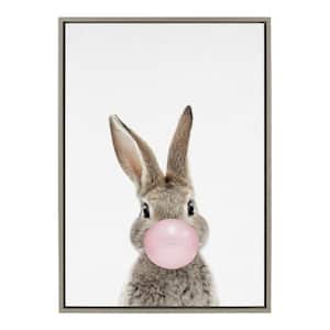 Sylvie "Bubble Gum Bunny" by Amy Peterson Art Studio Framed Canvas Wall Art 33 in. x 23 in.
