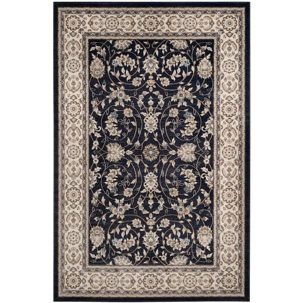 Lyndhurst Anthracite/Cream 8 ft. x 10 ft. Border Area Rug