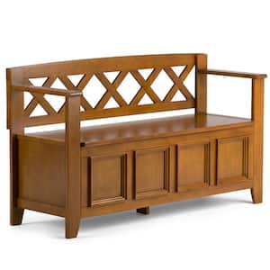 Amherst Solid Wood 48 in. Wide Transitional Entryway Storage Bench in Light Avalon Brown