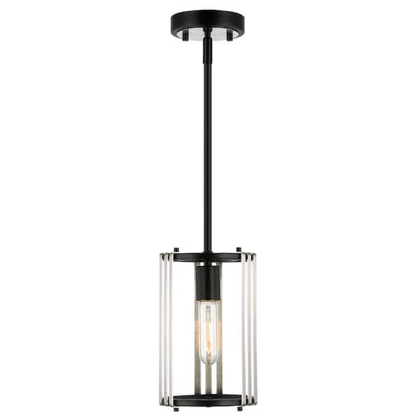 Light Society Roque 1-Light Black Pendant with Clear Glass Shade
