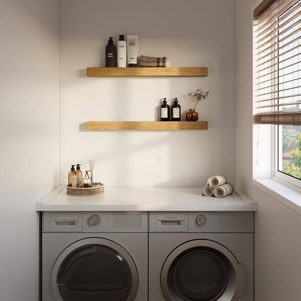 White Oak Floating Wall Shelf for Kitchen and Living Room