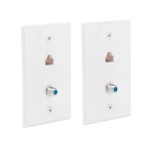 2 Gang Network and Coax Wall Plate (2-Pack)