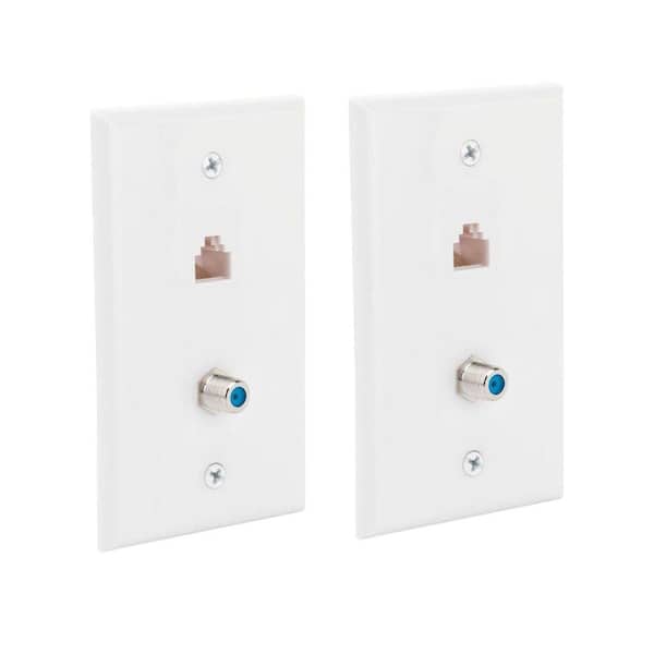 Commercial Electric 2 Gang Network and Coax Wall Plate (2-Pack)