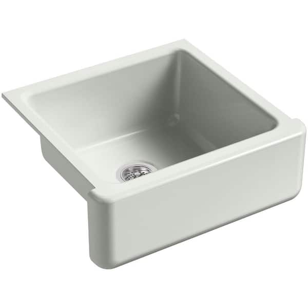 KOHLER Whitehaven Farmhouse Apron-Front Cast Iron 24 in. Single Basin Kitchen Sink in Sea Salt