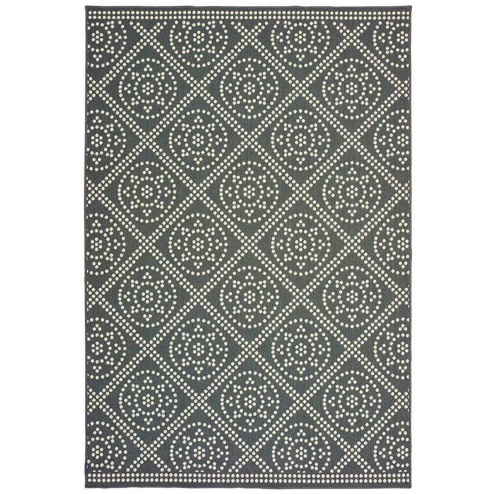 Sienna Gray/Ivory 8 ft. x 11 ft. Lattice Indoor/Outdoor Patio Area Rug