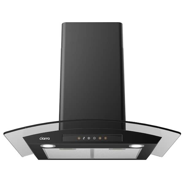 30 in. 450 CFM Convertible Wall Mounted Range Hood in Black with 3-Speed Exhaust Fan, Auto Shut Off