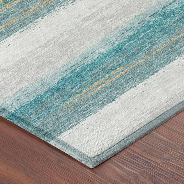 Chantille Machine Washable Indoor/Outdoor Abstract ACN2707 Teal 3 ft. x 4 ft. Area Rug