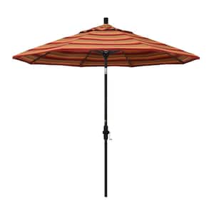 9 ft. Bronze Aluminum Market Collar Tilt Crank Lift Patio Umbrella in Astoria Sunset Sunbrella