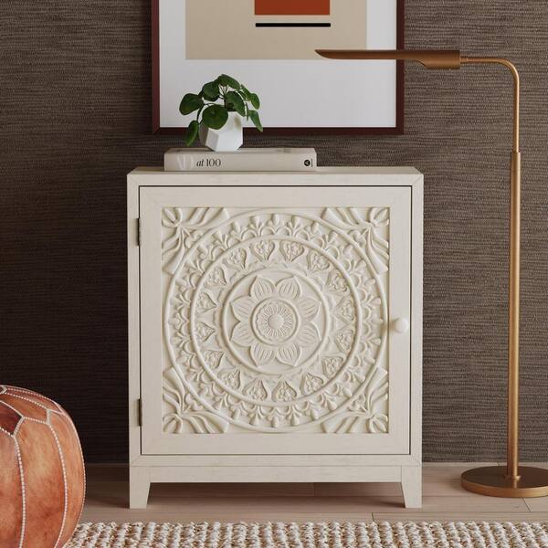 Powell Company Grace Smokey White Finish Accent Storage Cabinet