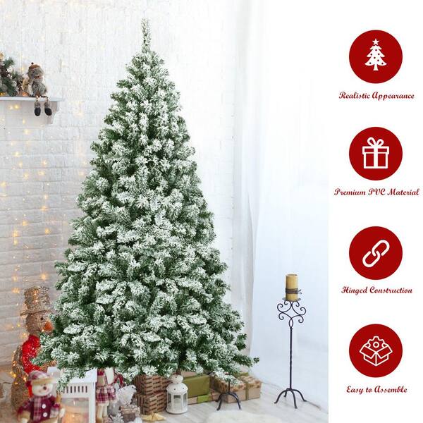 Details about   6 ft Unlit Hinged Snow Flocked Artificial Christmas Tree with 500 Branch Tip SP 