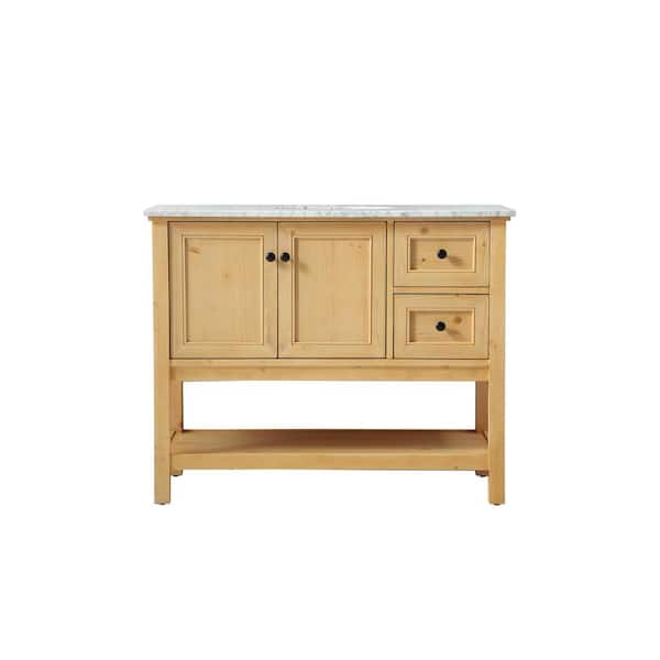 Unbranded Timeless Home 42 in. W x 22 in. D x 34 in. H Single Bathroom Vanity in Natural Wood with White Marble