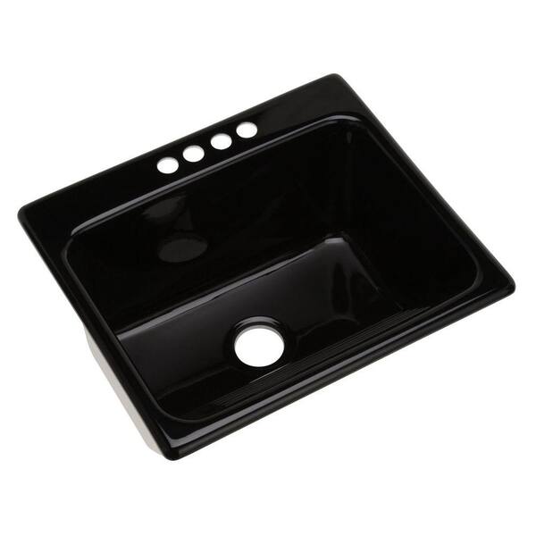Thermocast Kensington Drop-In Acrylic 25 in. 4-Hole Single Bowl Utility Sink in Black