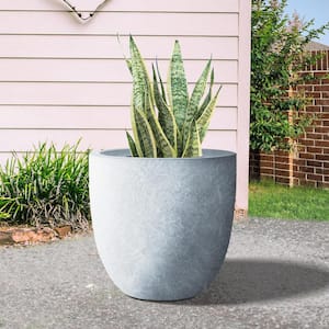 Large 17.7 in. x 17.7 in. x 16.9 in. Cement Color Lightweight Concrete Modern Seamless Round Planter