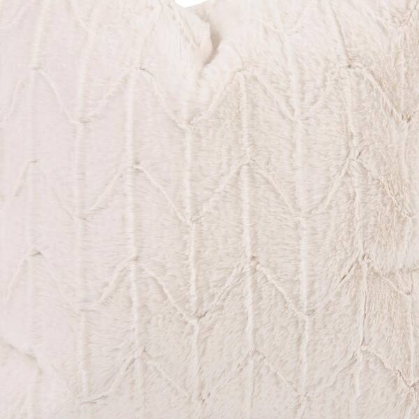 Marley Forrest - Angora Natural Polyester 22 in. by 22 in. by 12 in. Foot Pouf Angora