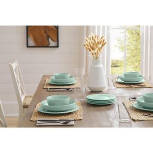 16-Piece Stoneware Beaded Edge Dinnerware Set in Seabreeze (Service for 4)