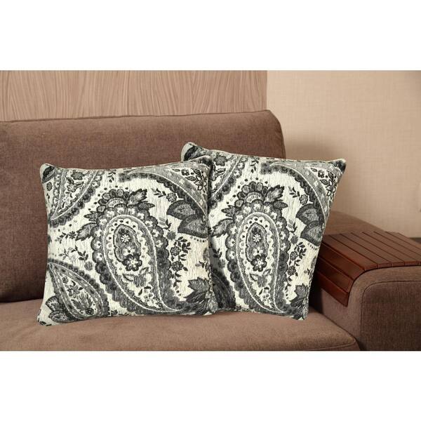 Home Dynamix Chenille 20 in. Gray Decorative Pillow