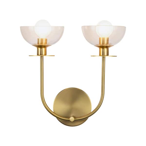 ALORA MOOD Sylvia 12-in 2 Light 60-Watt Brushed Gold/Clear Glass Vanity Light