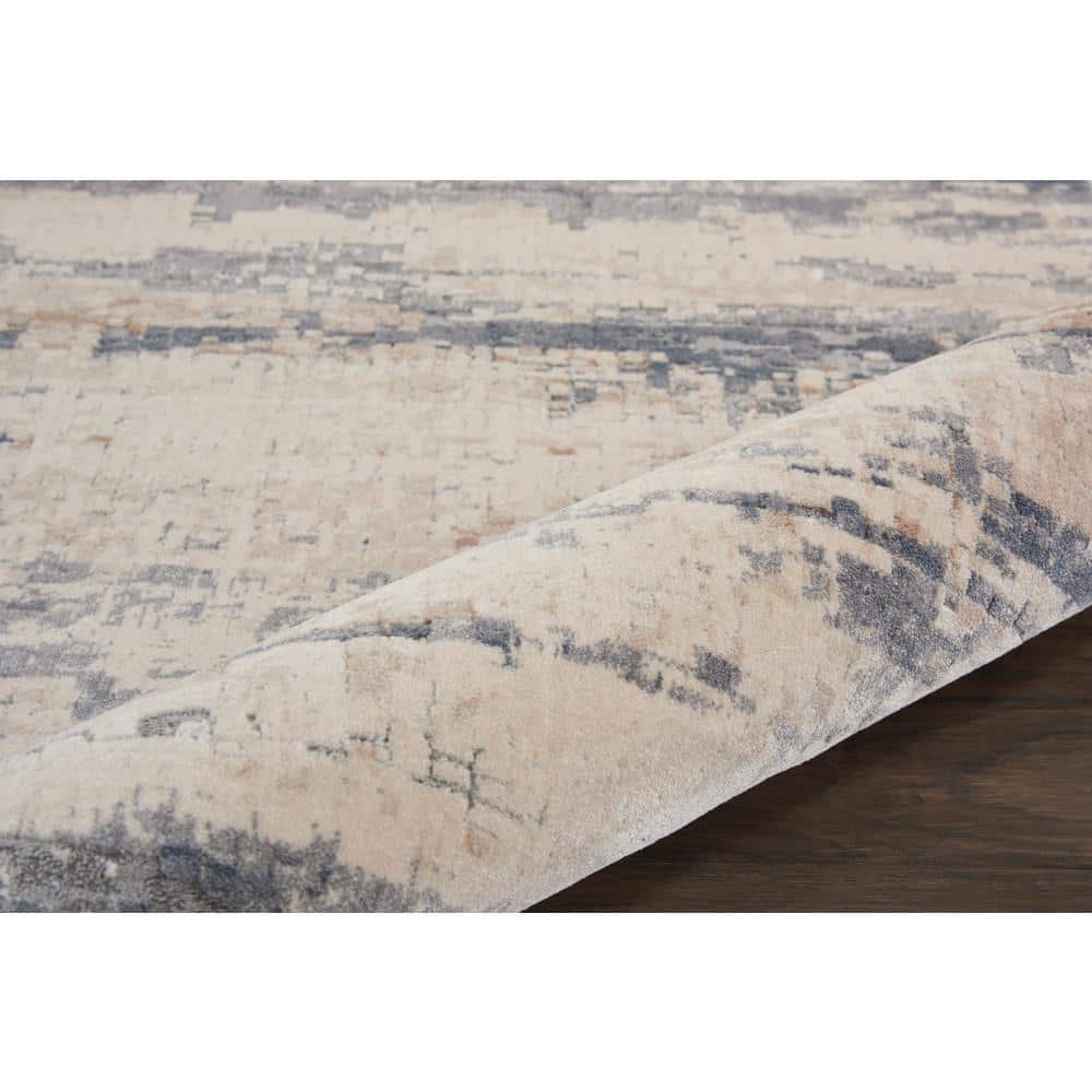 Urban Loft Abstract Gray Synthetic 7'10" x 10'6" Area Rug