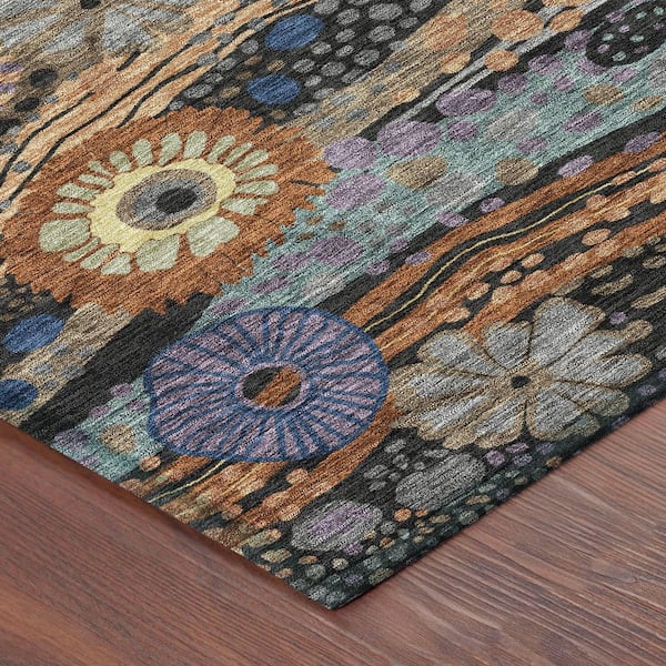 Chantille Machine Washable Indoor/Outdoor Abstract ACN2498 Black 10 ft. x 14 ft. Area Rug