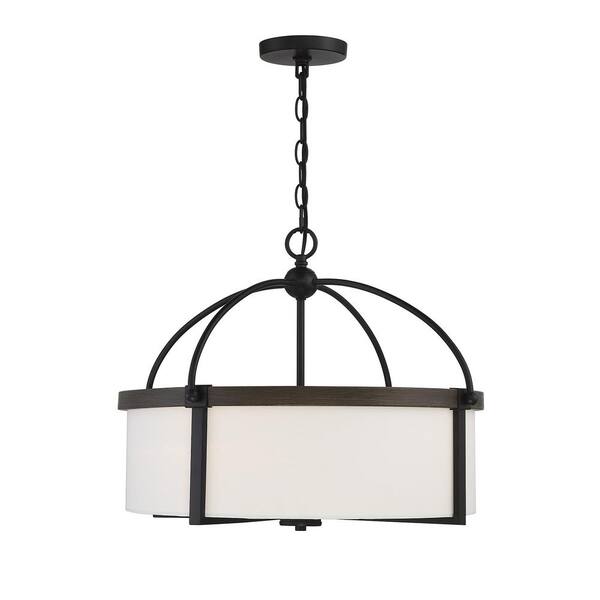 Savoy House 4 Light Oil Rubbed Bronze with Wood Bronze Shaded Pendant ...