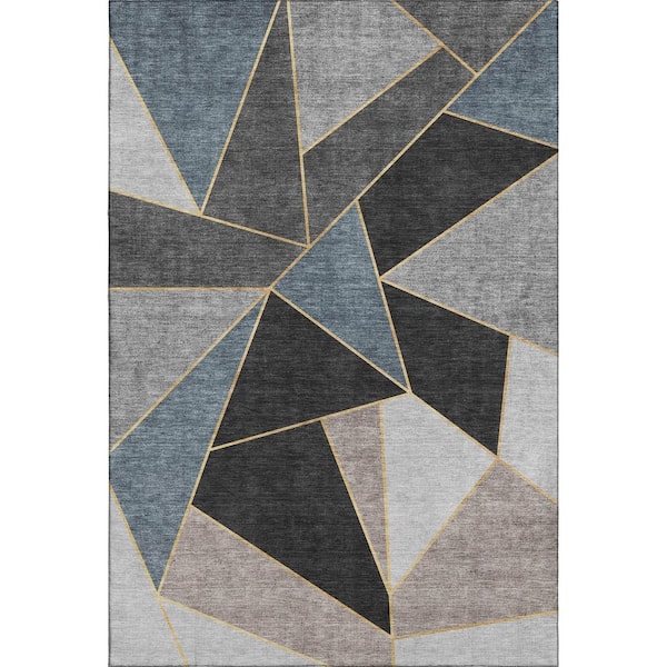 Addison Rugs Mayfield Premium Machine Washable Indoor/Outdoor Geometric AMF636 Blue 3 ft. x 5 ft. Area Rug