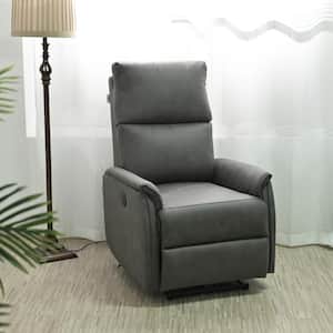 Dark Gray Polyester Electric Power Recliner with USB Ports for Small Spaces