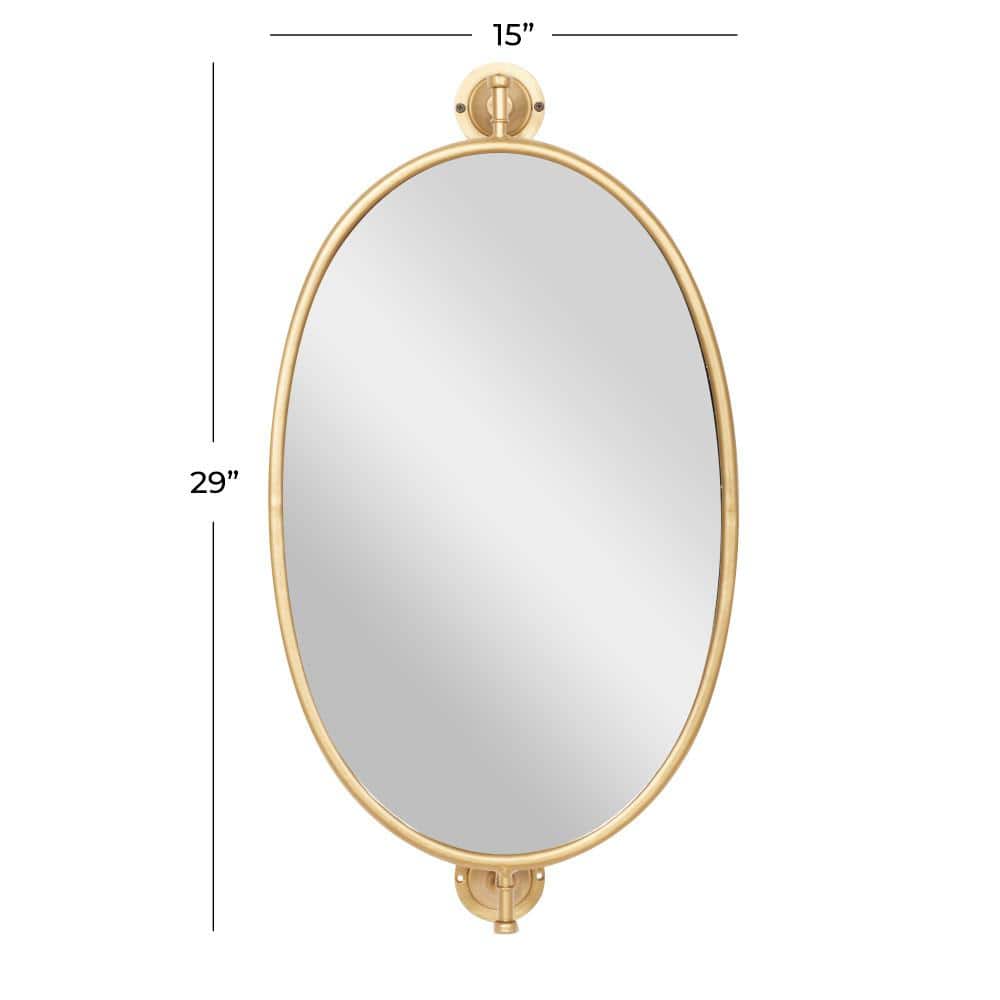 Elegant Gold Oval Wood Wall Mirror 15" x 28.6"