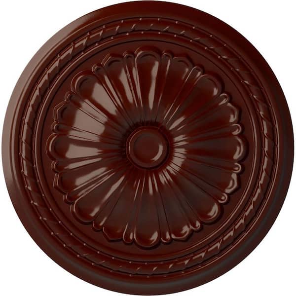 Ekena Millwork 20-1/2" x 1-7/8" Alexa Urethane Ceiling Medallion (Fits Canopies upto 2-7/8"), Brushed Mahogany