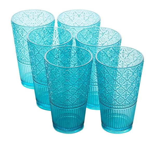 Certified International Victoria 22 oz. Aqua Acrylic Ice Tea Glass (Set of 6)