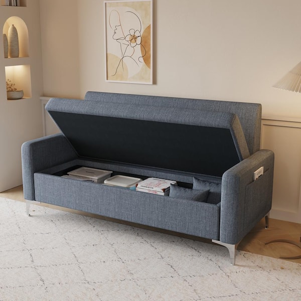 Z-joyee 57 in Wide Square Arm Cotton and Linen Rectangle Modern