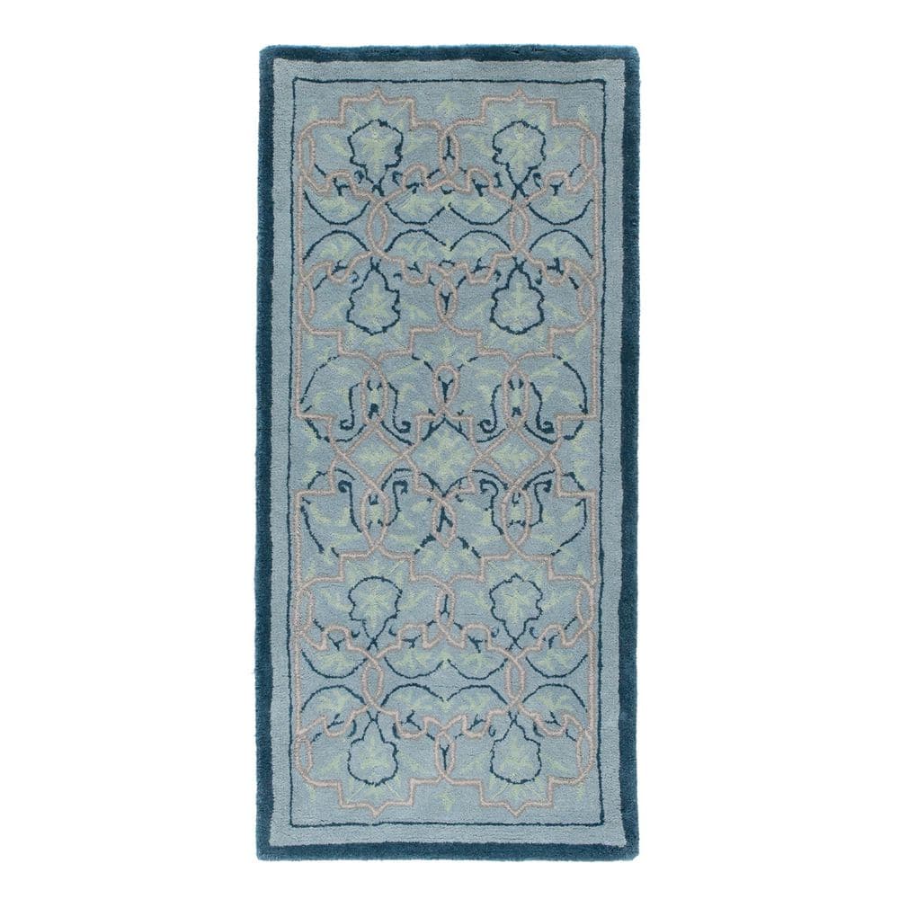 56 in. L x 26 in. W Rectangle Blue Wool Indoor Hearth Rug w/Turkish Tabriz Pattern, Classic Design, Doormat, Home Decor price history on PriceWatchPro