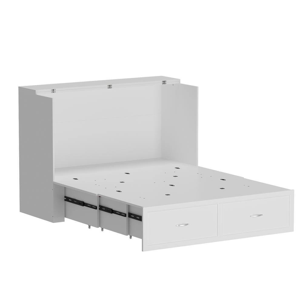 White Wooden 55.1 in. W Chest of Drawers, Can Convertible to Full Size Bed with USB Charging Station and Wheels - thumbnail 4
