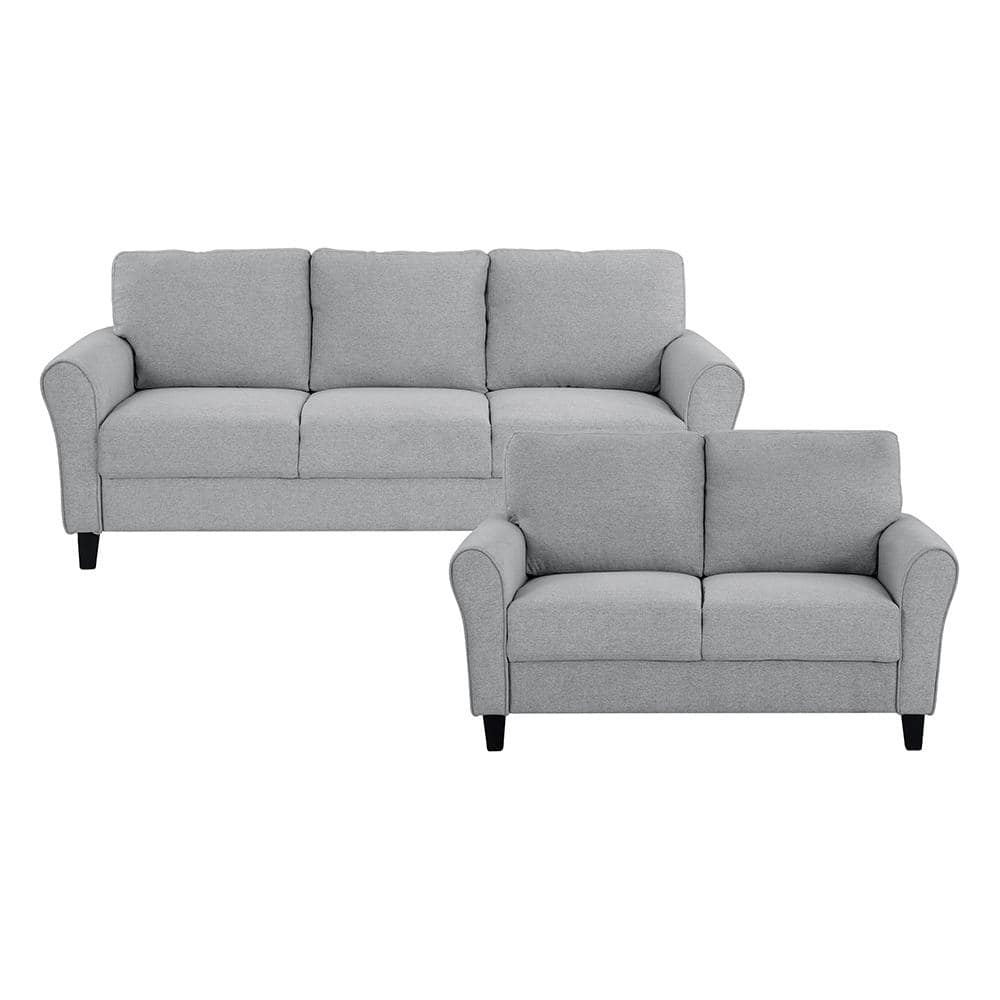 Aleron 80.5 in. W Round Arm Textured Fabric Rectangle 2-Piece Living Room S
