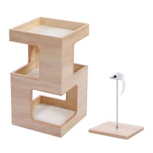Cat Condo Small Modern Cat Tree for Indoor Cats 23.6 in. Wood Cat Furniture Cat Tower for Kitten Beige
