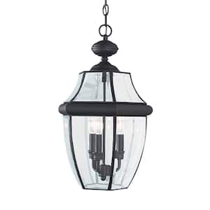 Lancaster 3-Light Black Outdoor Hanging Pendant with Dimmable Candelabra LED Bulb
