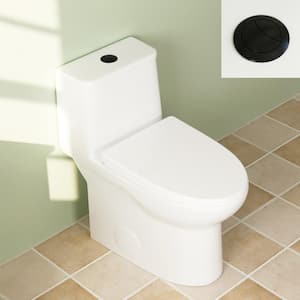 Ursa 12 in. Rough In 1-Piece 1.1/1.6 GPF Dual Flush Elongated ADA Compliant Toilet in White Seat with Black Button