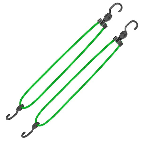 28 in. to 48 in. Adjustable Super Strong Bungee, Green (2-Pack)