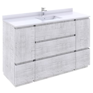 Formosa 53 in. W x 20 in. D x 34.1 in. H Modern Bath Vanity Cabinet Only without Top in Rustic White