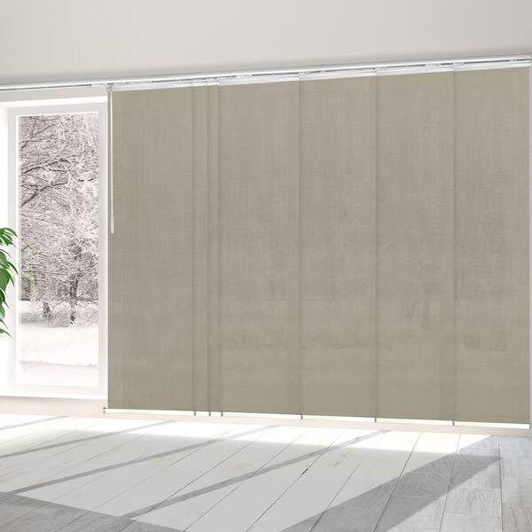 EMOH Soot 110 in.- 153 in. W x 116 in. L Adjustable 7-Panel White Single Rail Panel Track with 23.5 in. Slates